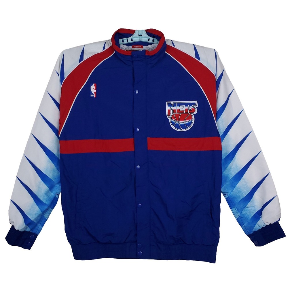 Authentic New Jersey Nets Mitchell & Ness NBA Large Warm Up Jacket Blue‎ NWT